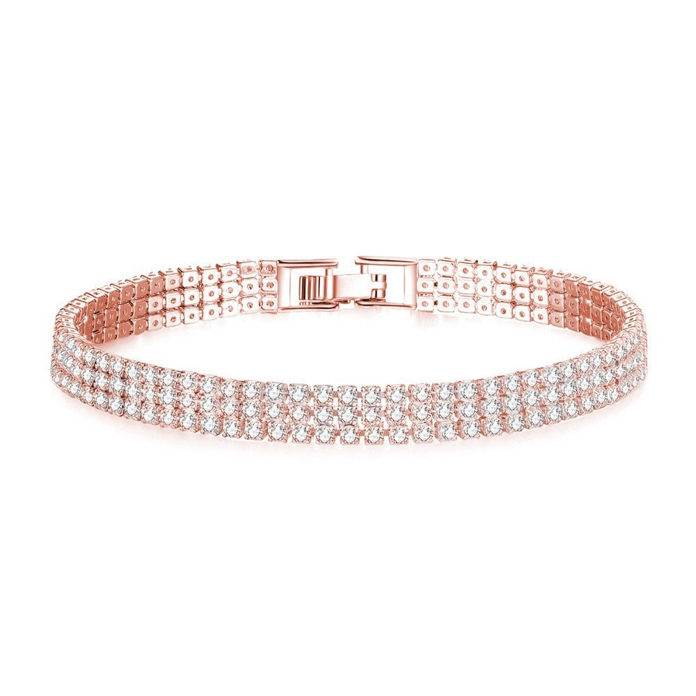 Cubic Zirconia 3 Row Tennis Bracelet