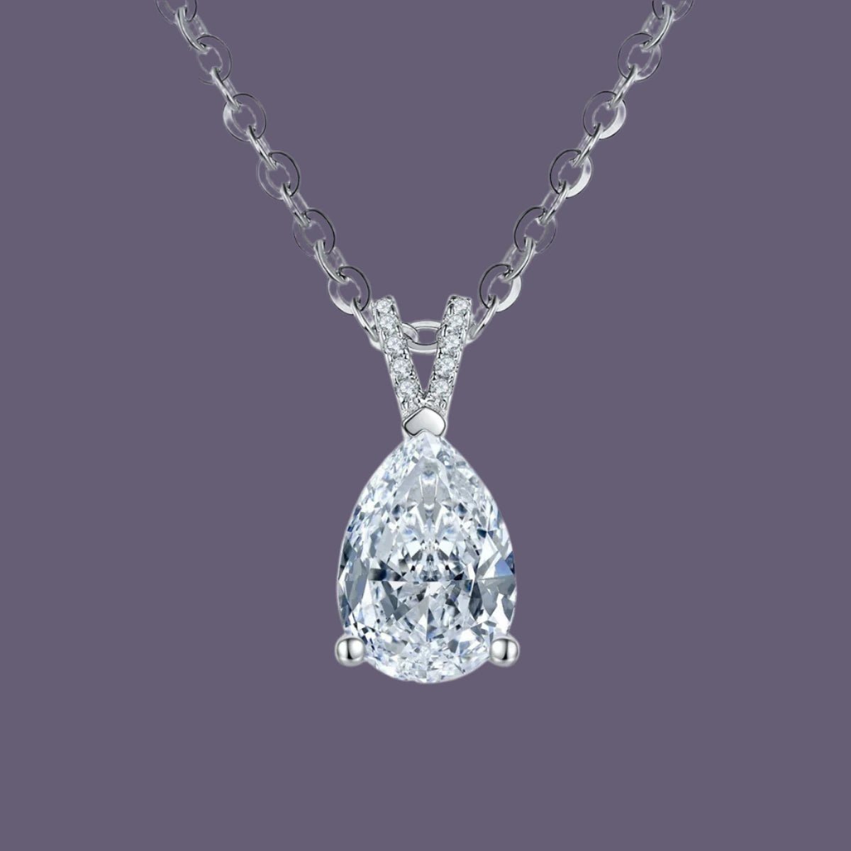 2ct Pear Cut Moissanite Teardrop Pendant Necklace - My Precious Moments