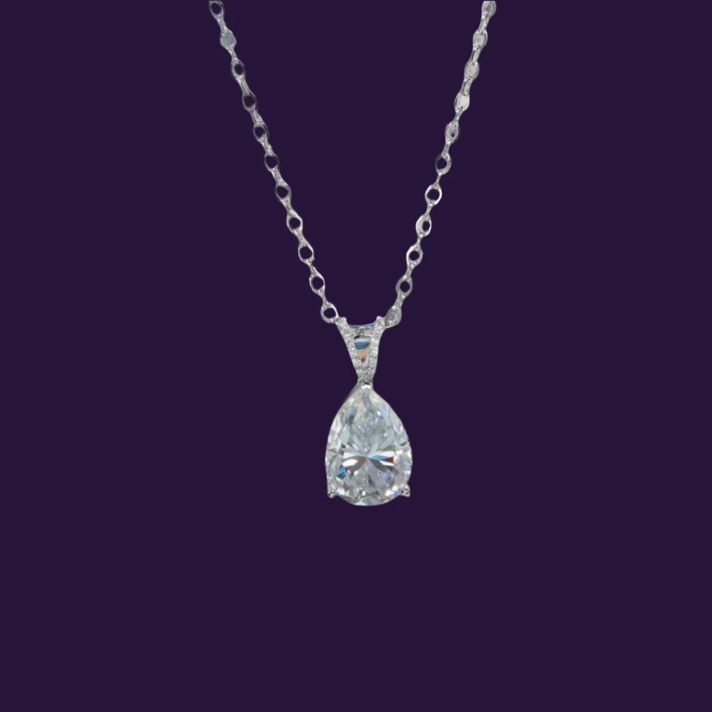 2ct Pear Cut Moissanite Teardrop Pendant Necklace - My Precious Moments