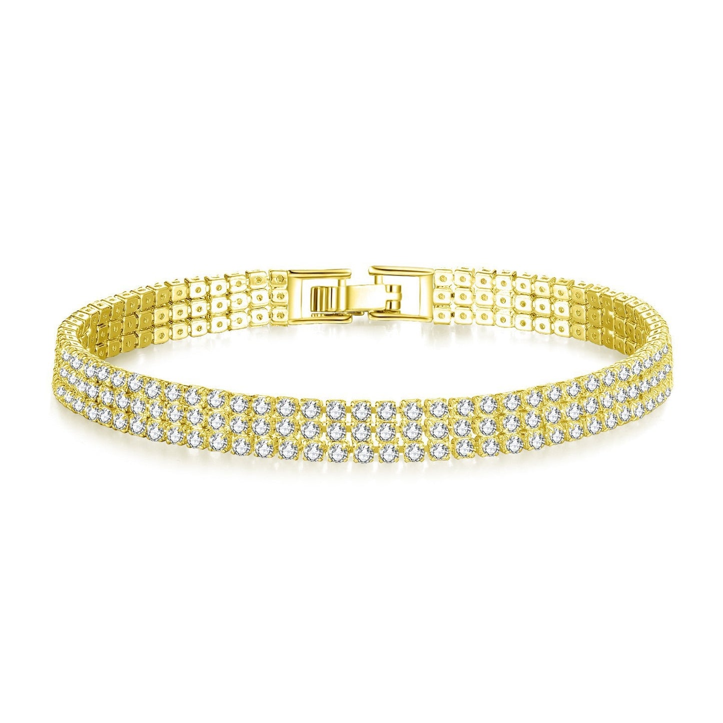 Cubic Zirconia 3 Row Tennis Bracelet