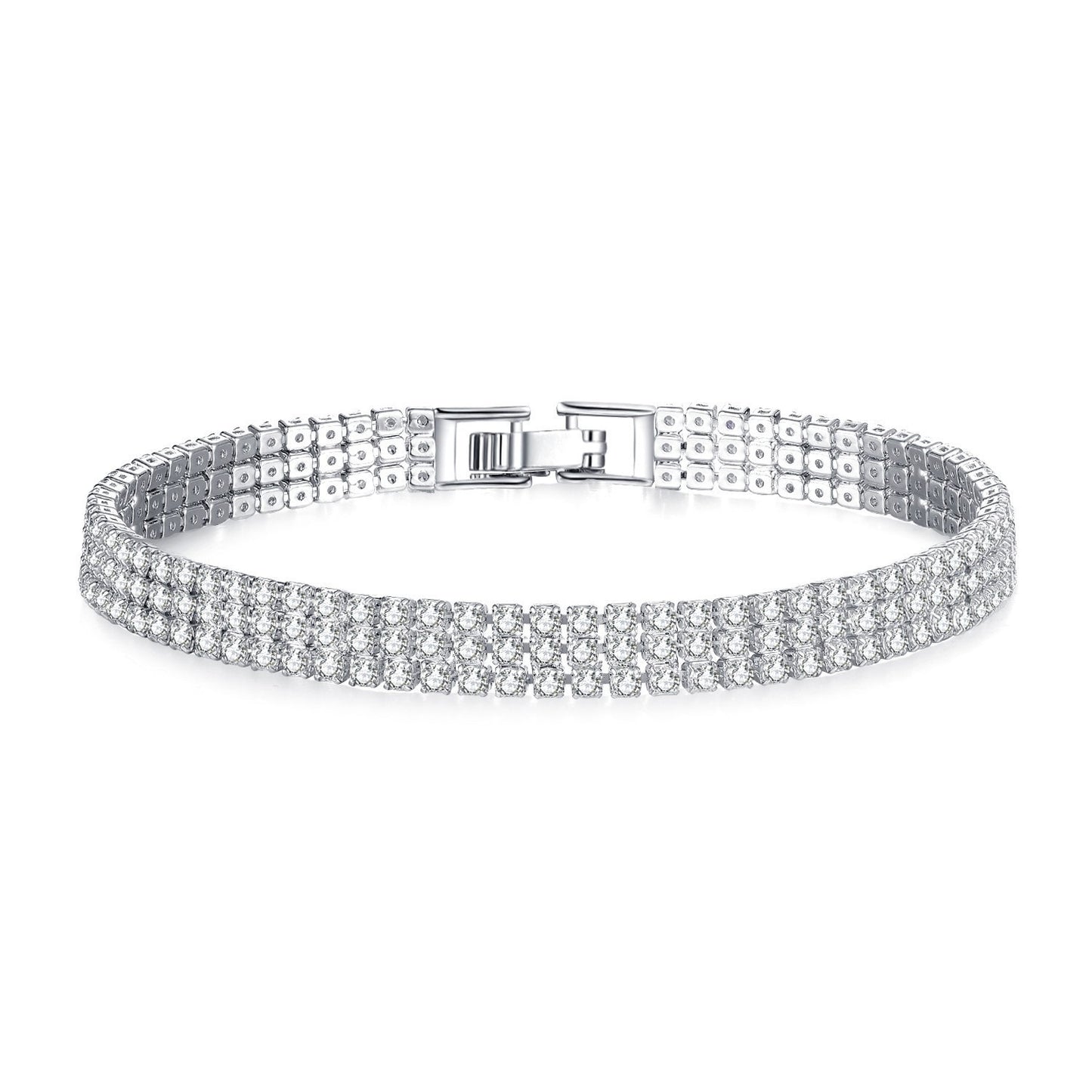 Cubic Zirconia 3 Row Tennis Bracelet