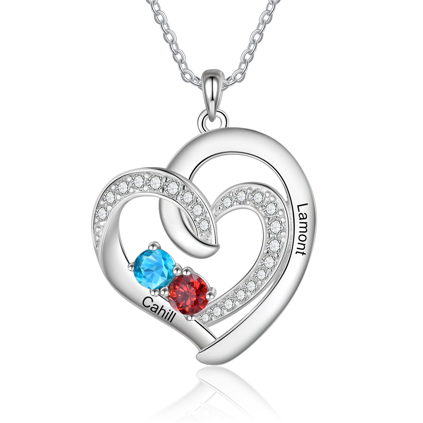 Custom Birthstone & Name Heart Necklace - My Precious Moments