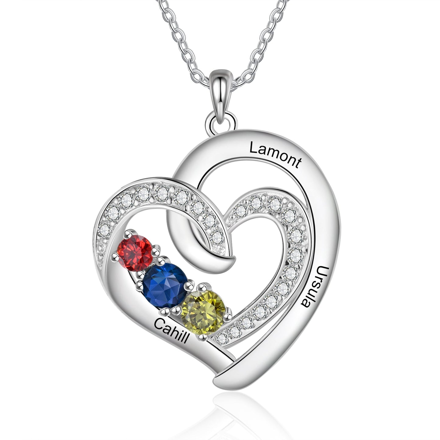 Custom Birthstone & Name Heart Necklace - My Precious Moments