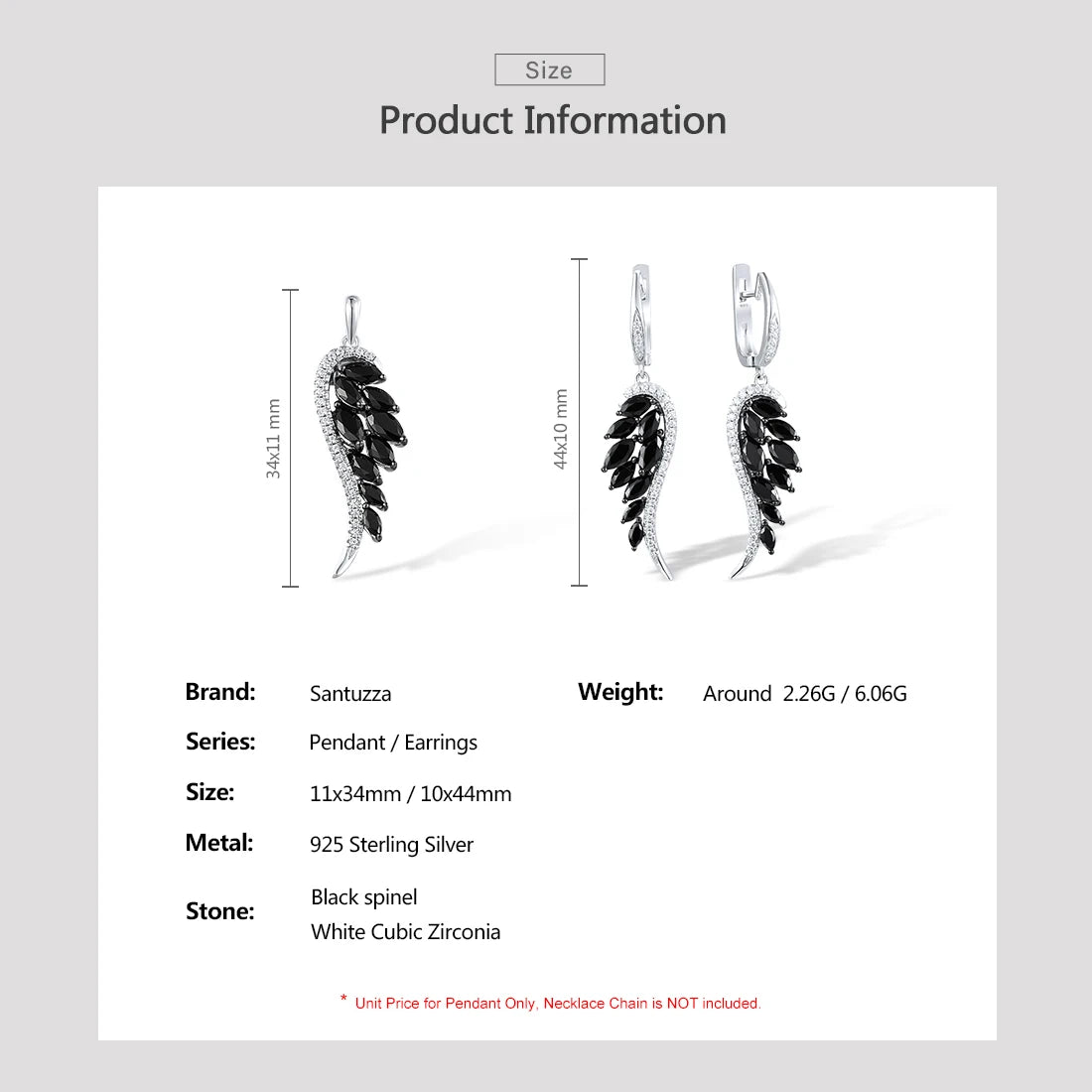 "Wings" Sterling Silver & Cubic Zirconia Earrings & Pendant Set - My Precious Moments