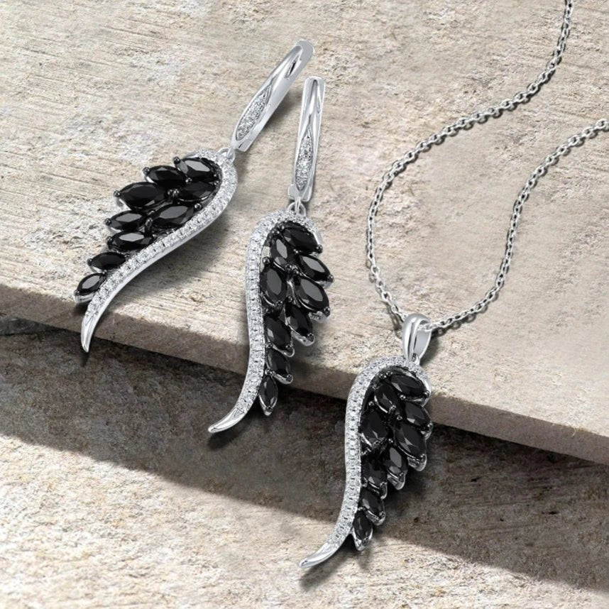 "Wings" Sterling Silver & Cubic Zirconia Earrings & Pendant Set - My Precious Moments
