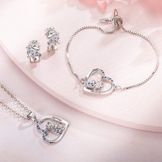 Custom Name Unicorn Jewelry Set