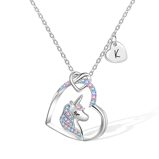 Personalized Unicorn & Heart Necklace