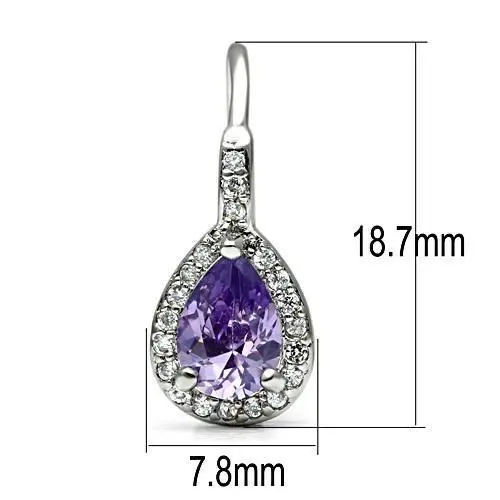 Amethyst & Cubic Zirconia Teardrop Earrings