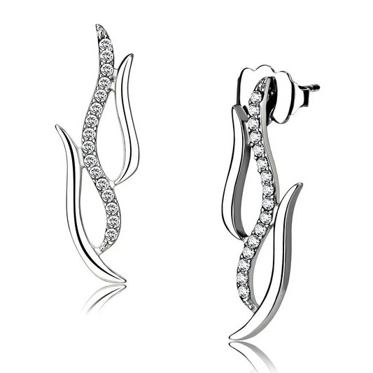 "In Flames"- Stainless Steel w/ Cubic Zirconia  Earrings