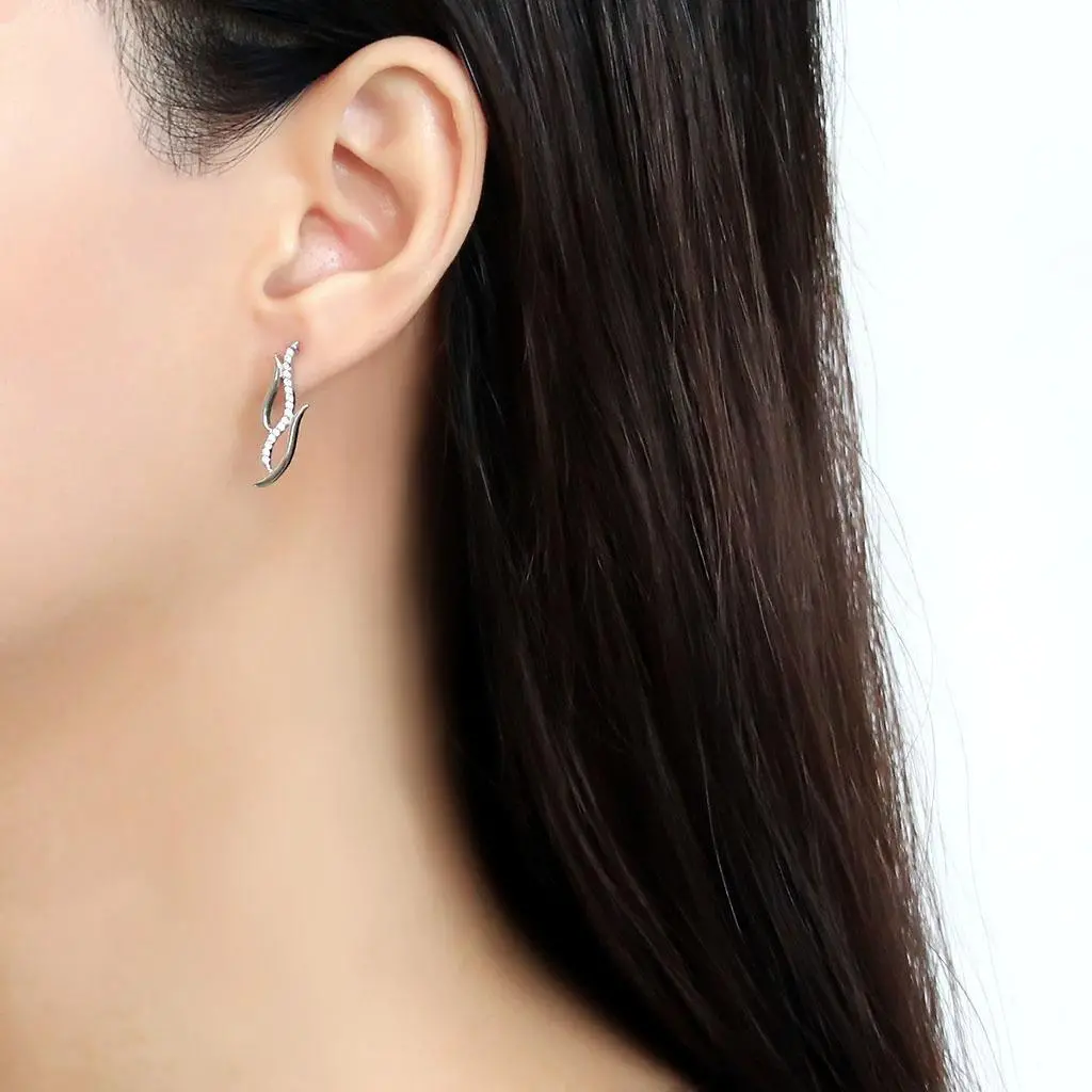 "In Flames"- Stainless Steel w/ Cubic Zirconia  Earrings