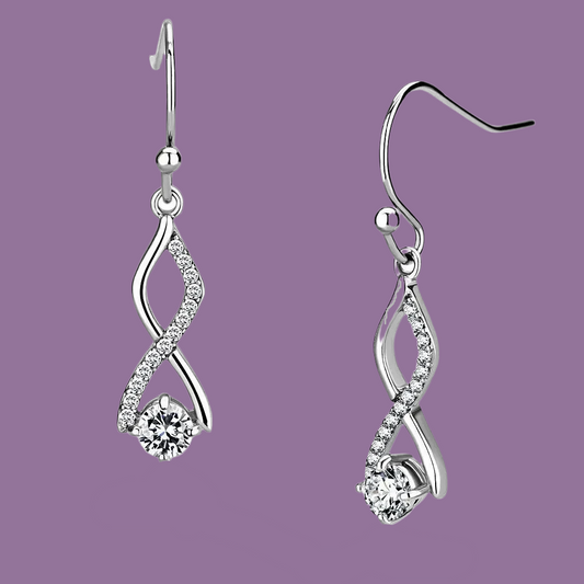 Stainless Steel Earrings with Cubic Zirconia "Twist"