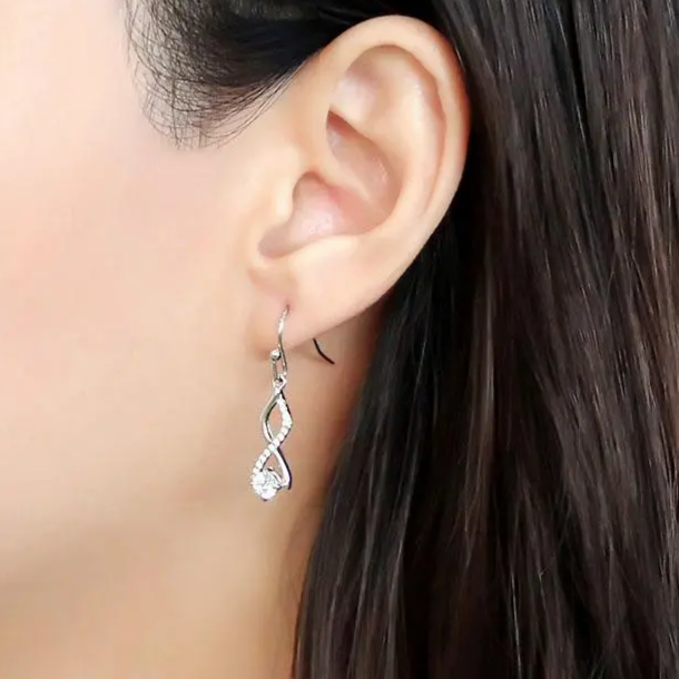 Stainless Steel Earrings with Cubic Zirconia "Twist"
