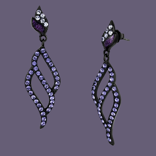 "Wings"- Black Stainless Steel & Tanzanite Earrings