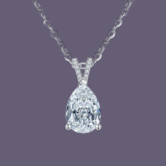 2ct Pear Cut Moissanite Teardrop Pendant Necklace - My Precious Moments