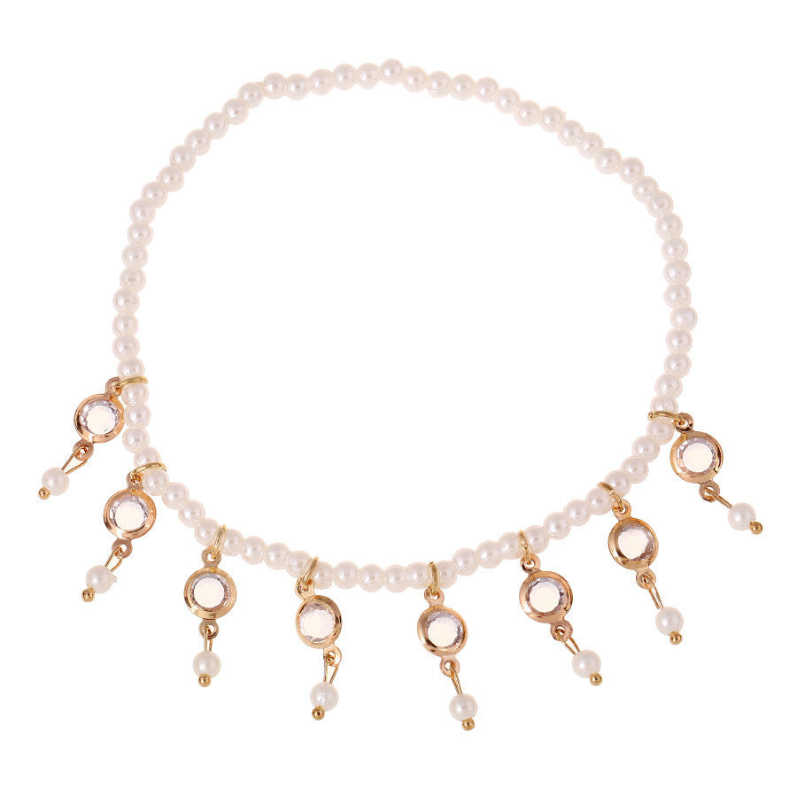 Pearls & Crystals Elastic Anklet
