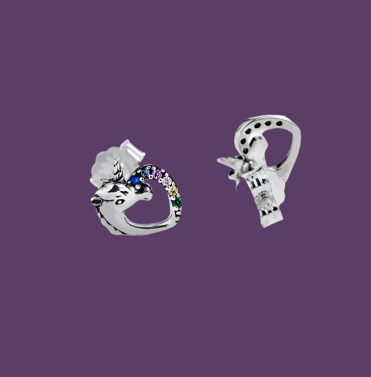 Sterling Silver Unicorn Stud Earrings