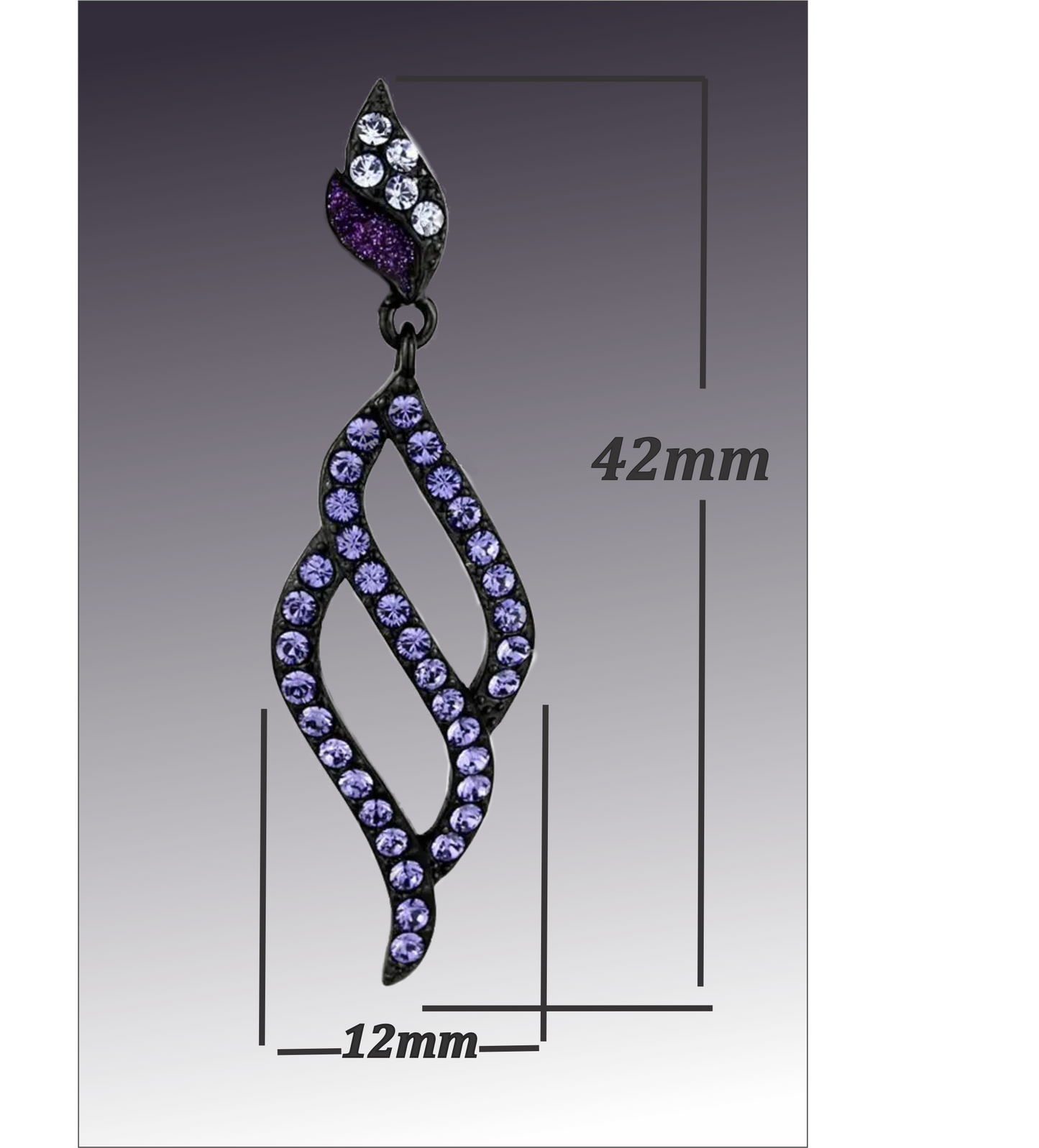 "Wings"- Black Stainless Steel & Tanzanite Earrings