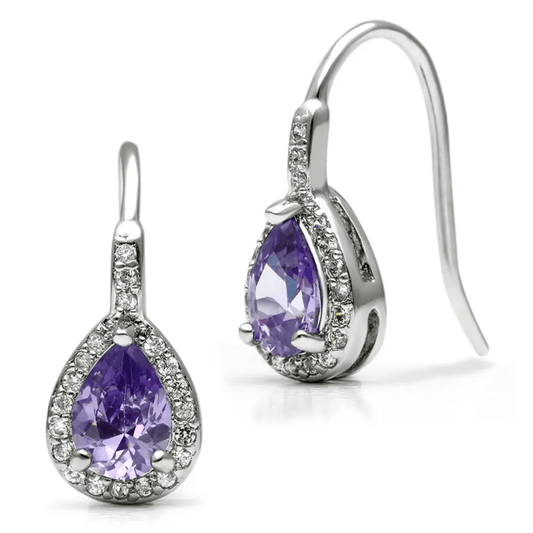 Amethyst & Cubic Zirconia Teardrop Earrings - My Precious Moments