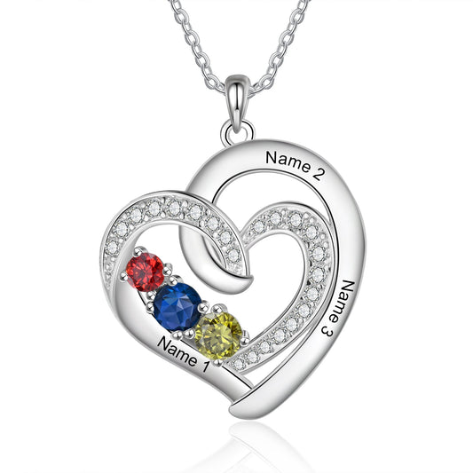 Custom Birthstone & Name Heart Necklace - My Precious Moments