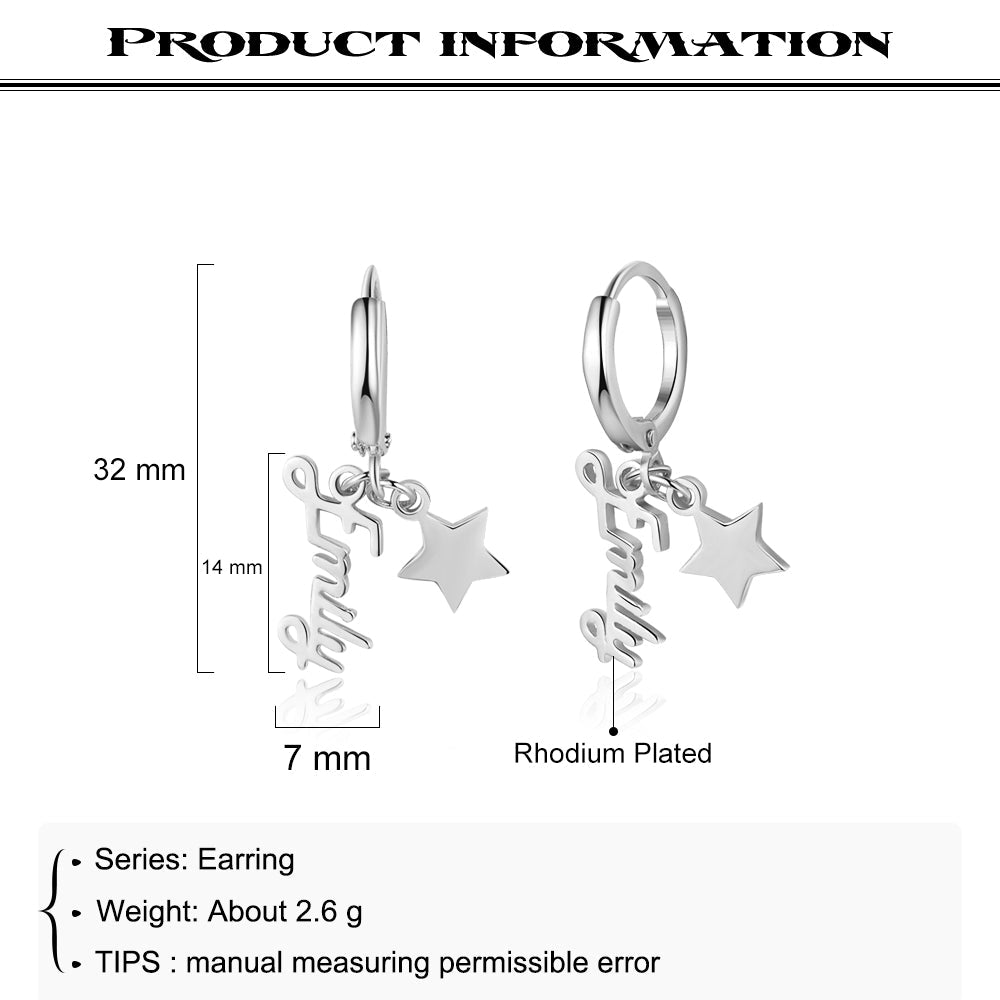 Custom Name Earring with Star - My Precious Moments