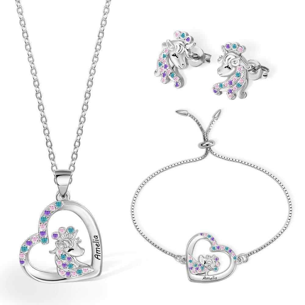 Custom Name Unicorn Jewelry Set - My Precious Moments