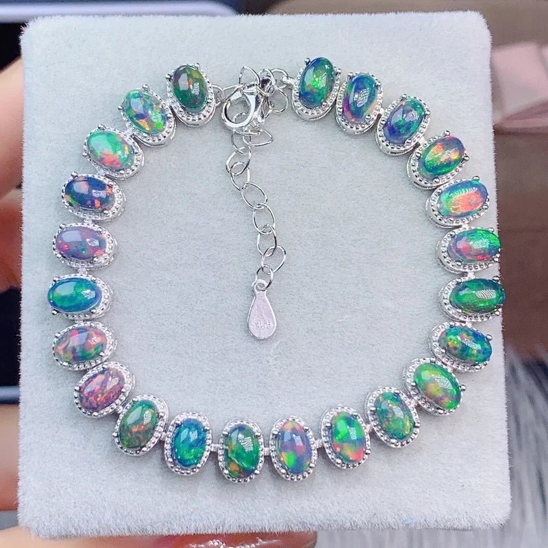 Natural Black Opal Bracelet in Sterling Silver Setting - My Precious Moments