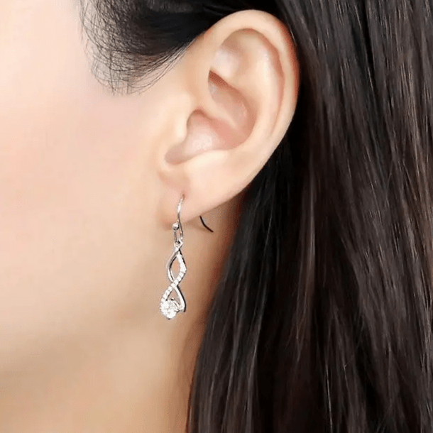 Stainless Steel Earrings with Cubic Zirconia "Twist" - My Precious Moments