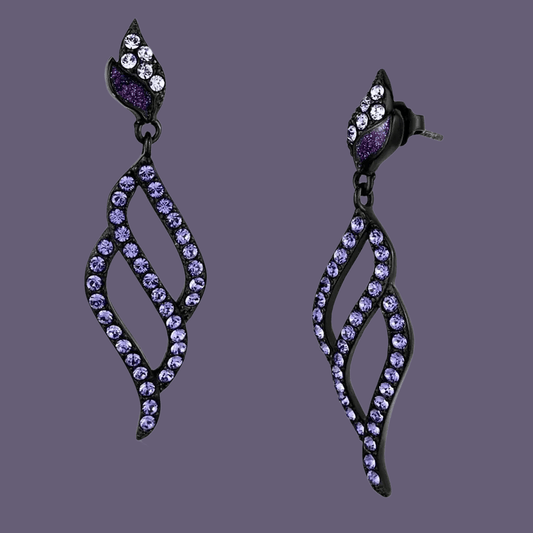 "Wings" - Black Stainless Steel & Tanzanite Earrings - My Precious Moments