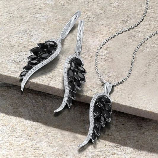 "Wings" Sterling Silver & Cubic Zirconia Earrings & Pendant Set - My Precious Moments